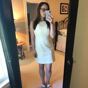 Lace bodice dress. Form fitting top, A-line bottom